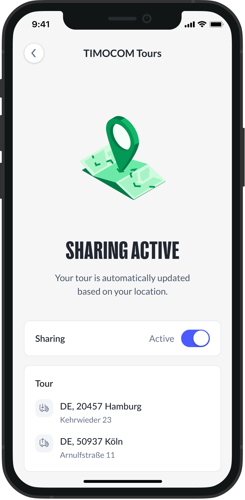 mock-up of the live tracking feature by LKW.APP